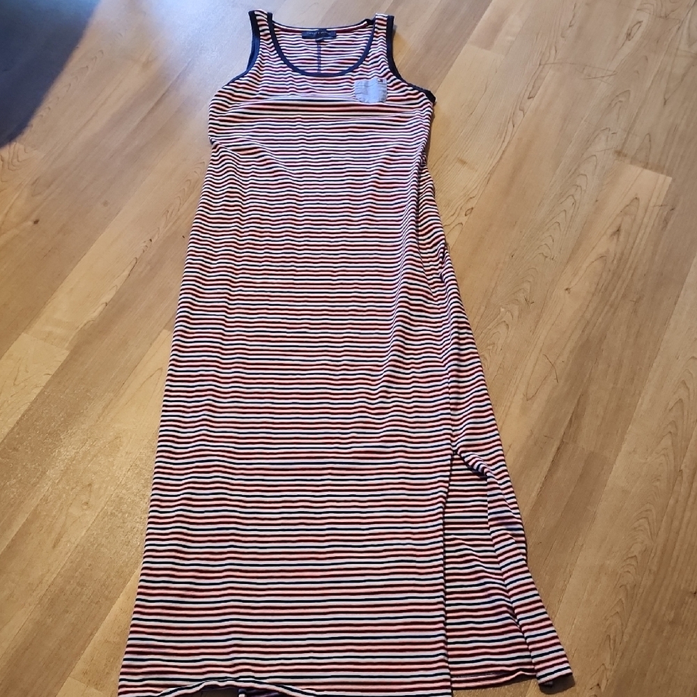 Tommy Hilfiger Red and White Striped Maxi Dress